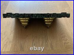 Encrier double ancien en bronze doré et marbre vert XIXe siècle