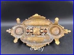 Encrier en bronze doré dans le goût rocaille XIXe siècle