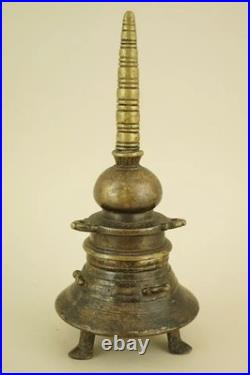 Encrier indien ancien en forme de pagode, bronze doré, Inde, XIXe siècle