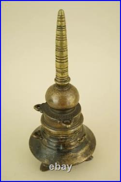 Encrier indien ancien en forme de pagode, bronze doré, Inde, XIXe siècle