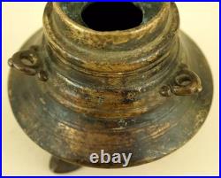 Encrier indien ancien en forme de pagode, bronze doré, Inde, XIXe siècle