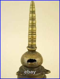 Encrier indien ancien en forme de pagode, bronze doré, Inde, XIXe siècle