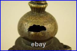 Encrier indien ancien en forme de pagode, bronze doré, Inde, XIXe siècle