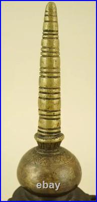 Encrier indien ancien en forme de pagode, bronze doré, Inde, XIXe siècle