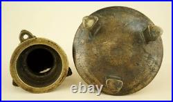 Encrier indien ancien en forme de pagode, bronze doré, Inde, XIXe siècle