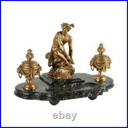 Encrier par Jean-Marie Pigalle Bronze Marbre France XIX Siècle