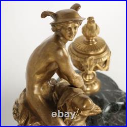 Encrier par Jean-Marie Pigalle Bronze Marbre France XIX Siècle