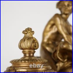 Encrier par Jean-Marie Pigalle Bronze Marbre France XIX Siècle