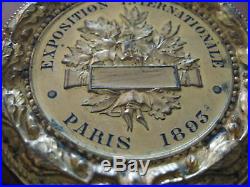 Enorme médaille Exposition Internationale de PARIS 1893 en bronze doré superbe