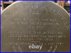 Énorme médaille bronze Architecte. Antonin LOUVIER 1888 Lyon. 7kg