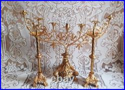 Ensemble de grand chandeliers d'église style néo-gothique du XIX e siècles