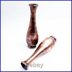 (Époque Meiji) XIXe siècle Paire de vases soliflores en bronze