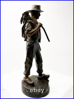 Époque XIXe siècle sculpture en bronze le retour des champs signé JEAN GARNIER