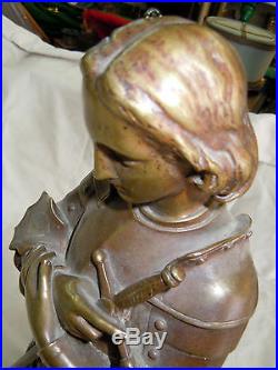 Exceptionnel Bronze Statue Jeanne D'arc Armure Xix° Siecle Original R. Casciani