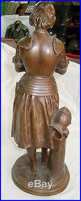 Exceptionnel Bronze Statue Jeanne D'arc Armure Xix° Siecle Original R. Casciani