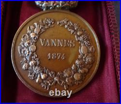 FRANCE. Médaille BRONZE Vannes 1874 Louis Kerjégu XIXè siècle Diam. 70 mm