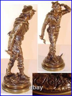 Figure de Bronze, Marine Soldat, Le Bayard, C. Anfrie, France, XIX Siècle