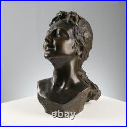 Figurine Ancienne Bronze Visage d'une Femme XIXe-XXe Siècle Originale