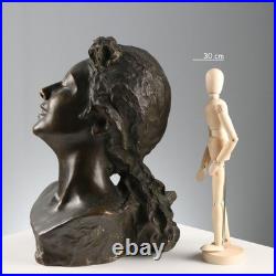 Figurine Ancienne Bronze Visage d'une Femme XIXe-XXe Siècle Originale