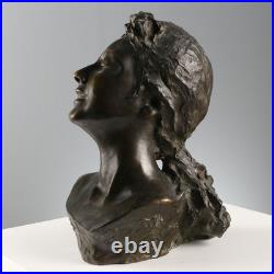 Figurine Ancienne Bronze Visage d'une Femme XIXe-XXe Siècle Originale
