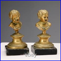 Figurines Anciennes Bronze Base en Marbre XIXe Siècle Originales