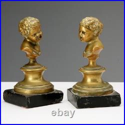 Figurines Anciennes Bronze Base en Marbre XIXe Siècle Originales