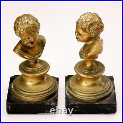 Figurines Anciennes Bronze Base en Marbre XIXe Siècle Originales