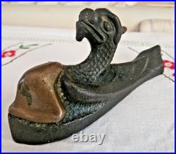 Fin XIX Siecle Presse Papier Chimere Baleine En Fonte Bronze Rd 423475 L 17.50