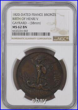 France medal 1820-DATED BIRTH OF HENRI V GAYRARD (38mm) BRONZE