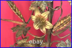 GRAND ORNEMENT d'autel & bougeoir assorti BRONZE & LAITON XIXe 19e siècle 19th