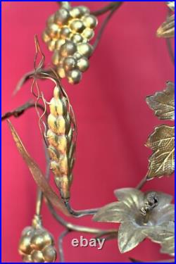 GRAND ORNEMENT d'autel & bougeoir assorti BRONZE & LAITON XIXe 19e siècle 19th