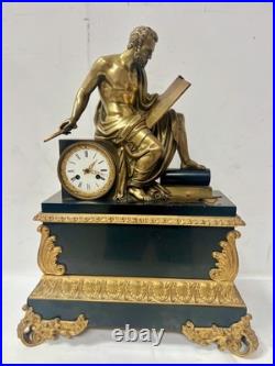 Garniture de cheminée Napoléon III en bronze et marbre XIX siècle