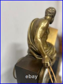 Garniture de cheminée Napoléon III en bronze et marbre XIX siècle