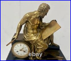 Garniture de cheminée Napoléon III en bronze et marbre XIX siècle