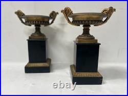 Garniture de cheminée Napoléon III en bronze et marbre XIX siècle