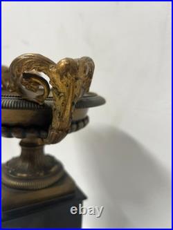 Garniture de cheminée Napoléon III en bronze et marbre XIX siècle