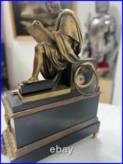 Garniture de cheminée Napoléon III en bronze et marbre XIX siècle