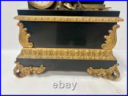 Garniture de cheminée Napoléon III en bronze et marbre XIX siècle