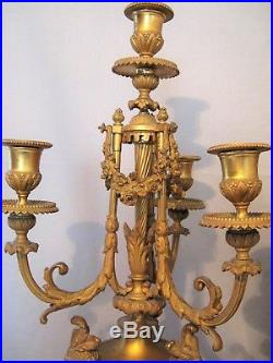 Garniture de cheminée style Louis XVI en bronze doré époque XIX ème siècle