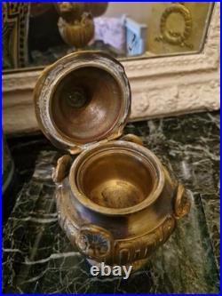 Grand Encrier Ancien En Marbre Et Bronze XIX ÈME Siècle