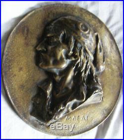 Grand Médaillon Profil Bronze MARAT l'Ami Du Peuple REVOLUTION Brisson 1868