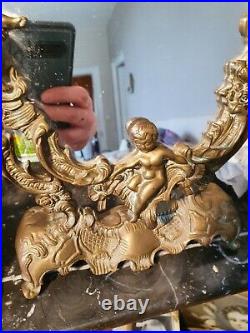 Grand Miroir De Vanité À Bascule En Bronze XIX Ème Siècle Décor Anges