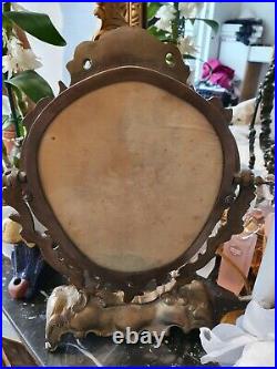 Grand Miroir De Vanité À Bascule En Bronze XIX Ème Siècle Décor Anges