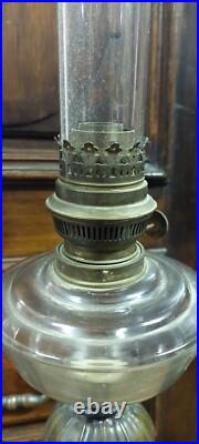 Grande Antique Lumière À Pétrole En Bronze Et Verre XIX Siècle