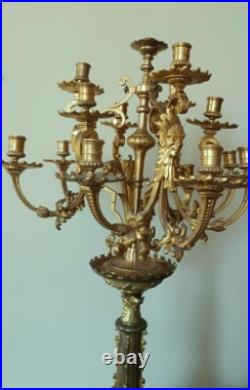 Grande Chandelier En Bronze D'Or Mercure, 15 Lumières, Selon Moitié' XIX Siècle