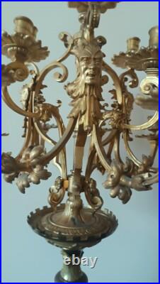 Grande Chandelier En Bronze D'Or Mercure, 15 Lumières, Selon Moitié' XIX Siècle