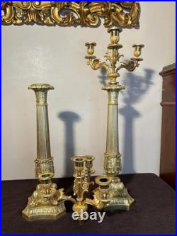 Grande Paire De Candélabres En Bronze Doré d'époque Empire, début XIX-eme Siècle