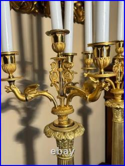 Grande Paire De Candélabres En Bronze Doré d'époque Empire, début XIX-eme Siècle
