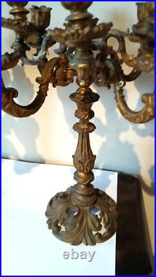 Grande Paire De Chandeliers En Bronze Doré Du XIX Siècle