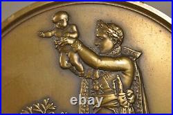 Grande Plaque Medaille Bronze Napoleon I Ancien Antique Large Bonaparte Andrieu